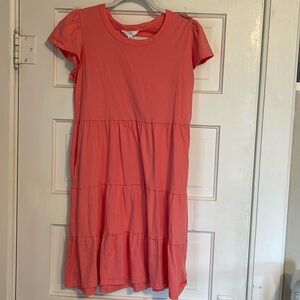 Time and Tru Women's Short Sleeve Tiered Knit Dress - Small nwot coral pink tee